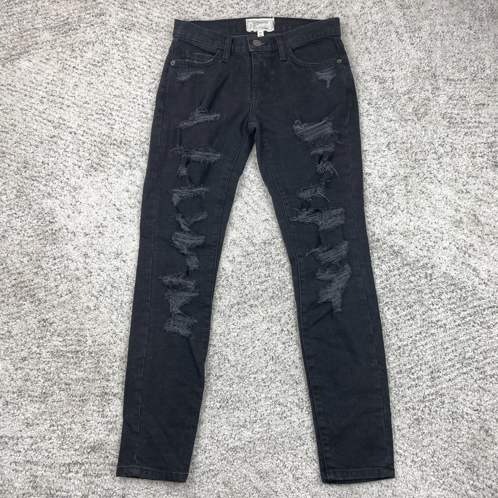 Current Elliott Jeans Womens 25 29x28 Stiletto Tattered Skinny Distressed Black